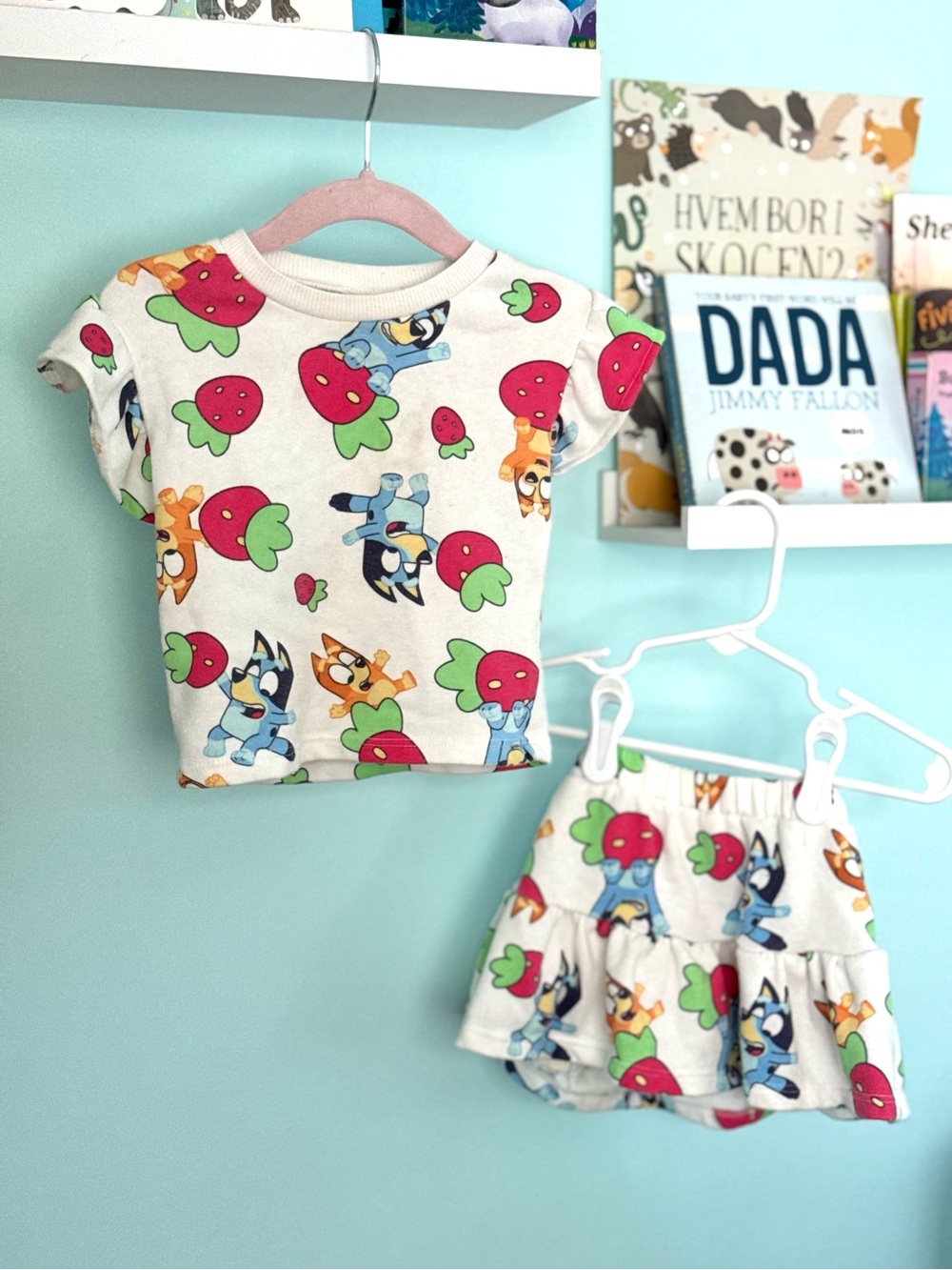 Bluey strawberry two piece girls outfit 12M